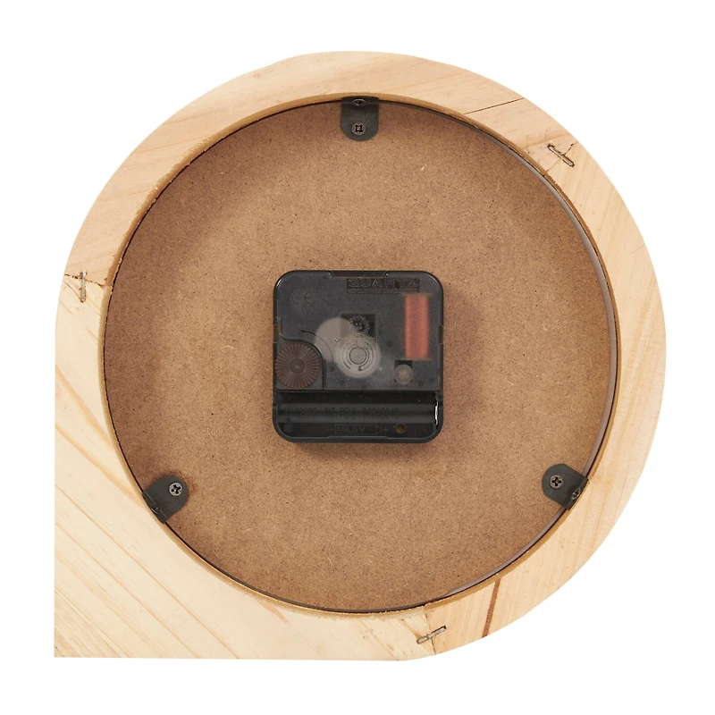 8" Light Brown Wood Round Abstract Clock