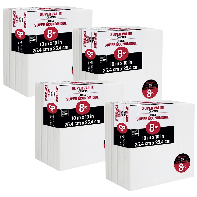 4 Packs: 8 ct. (32 total) 10" x 10" Super Value Canvas by Artist's Loft®