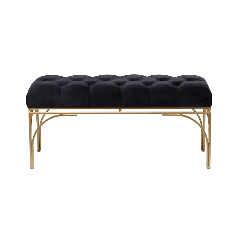 Black Metal Glam Bench, 19" x 39" x 17"