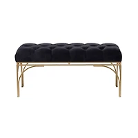 Black Metal Glam Bench, 19" x 39" x 17"