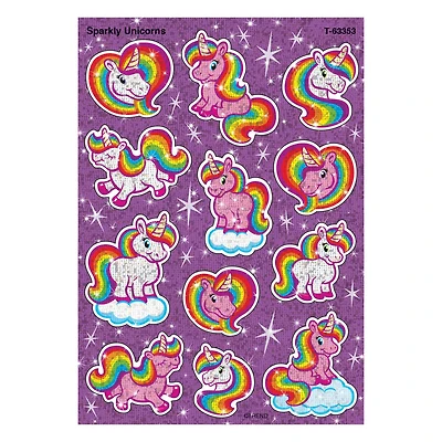 Trend Enterprises® Sparkly Unicorns Sparkle STICKERS®, 6 Packs of 24