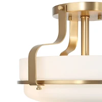 Hello Honey® Chatsworth White & Gold Etched Opal Glass & Metal Semi-Flush Mount Ceiling Light