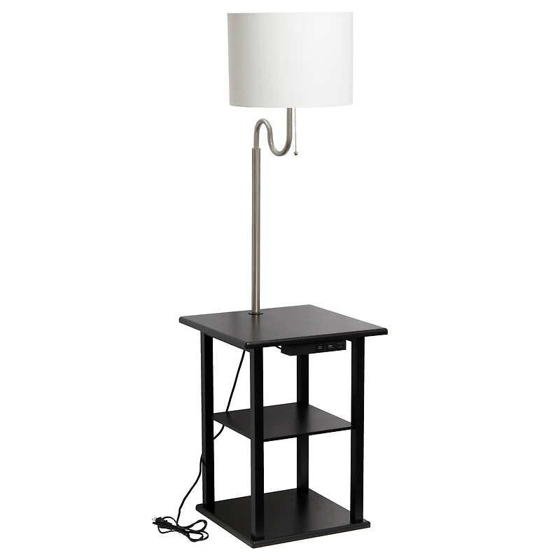 Simple Designs 57" 2 Tier Floor Lamp with USB & Outlet