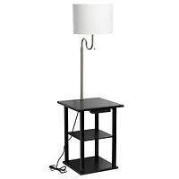 Simple Designs 57" 2 Tier Floor Lamp with USB & Outlet