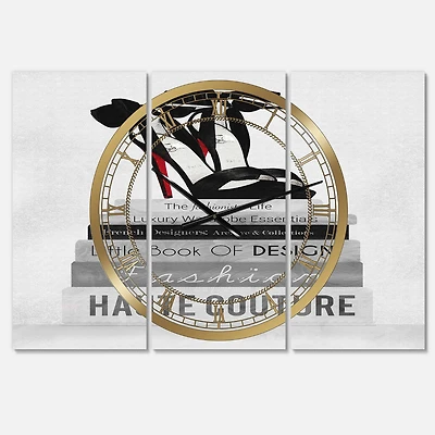 Designart Fashionista Reads III Fashion 3 Panel Large Wall Clock
