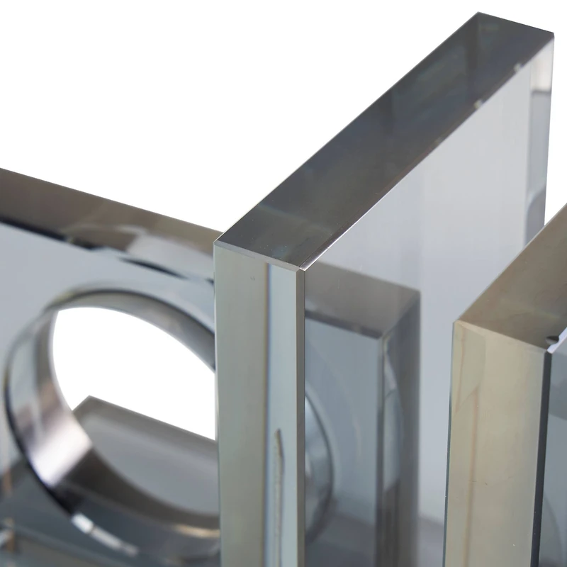 The Novogratz 6" Silver Crystal Geometric Square Bookends with Circle Cut Outs Set