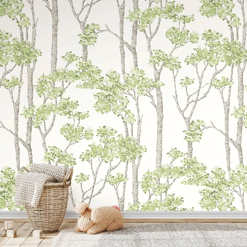 RoomMates Green & Gray Birch Grove Peel & Stick Wallpaper