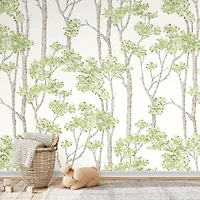 RoomMates Green & Gray Birch Grove Peel & Stick Wallpaper