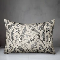 Gray Botanical Pattern Throw Pillow