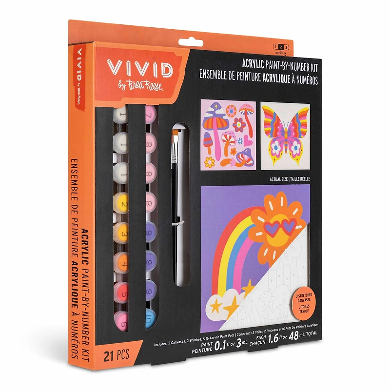 VIVID by Brea Reese® Retro Squares Acrylic Paint-by-Number Kit