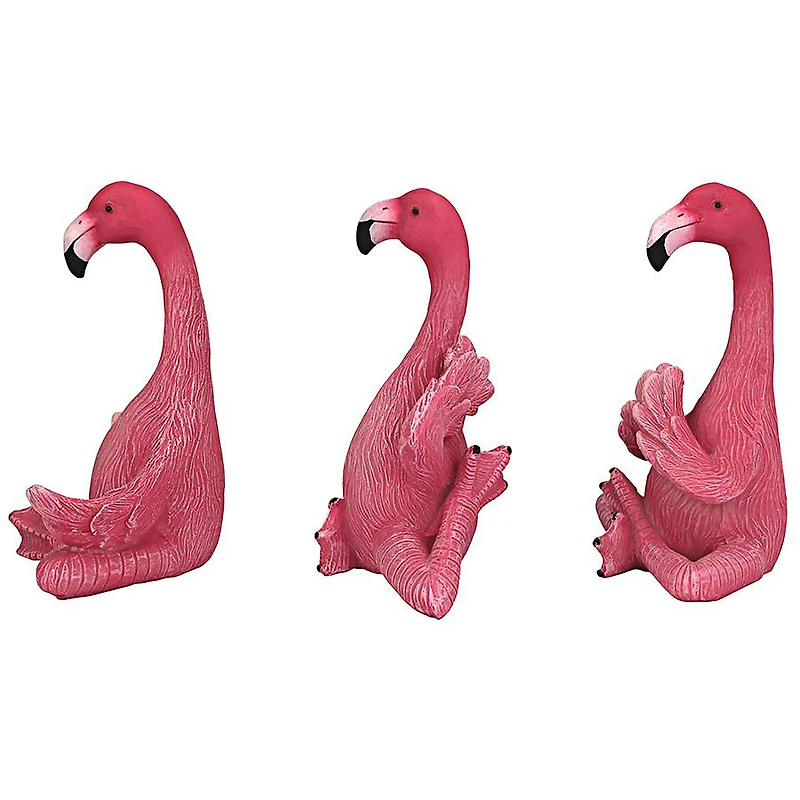 Design Toscano 5.5" Zen of Pink Flamingos Yoga Garden Statue Set