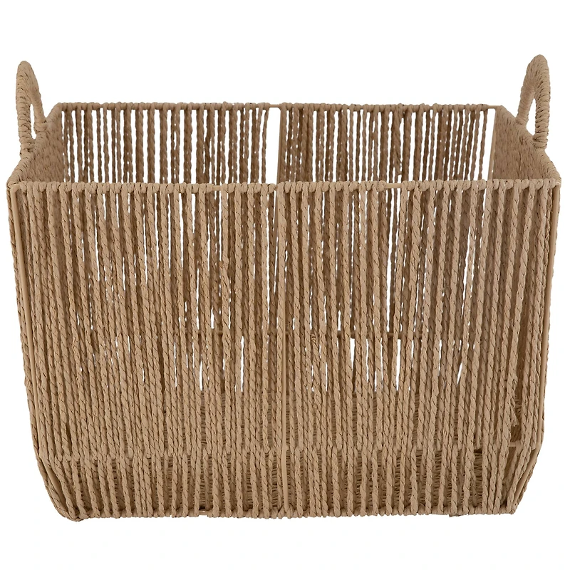 Simplify Small Vertical Weave Storage Basket with Round Handles