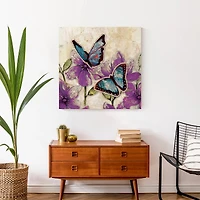 Butterflies With Purple Flowers 24" x 24" Canvas Wall Art