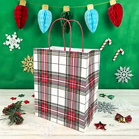 Medium White Plaid Gift Bags, 5ct. by Celebrate It™