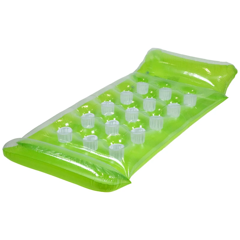 64.75" Green 15-Pocket Inflatable Swimming Pool Lounge 