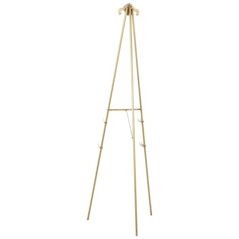 66.5" Gold Metal Foldable 2-Tier Display Easel with Scroll Finial