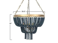 Hello Honey® 25.5" Iron Pendant Light With Blue Wood Beads