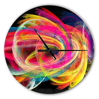Designart 'Colorful Thick Strokes In Black Modern Wall Clock