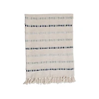 Hello Honey® Cream & Blue Embroidered Throw with Fringe