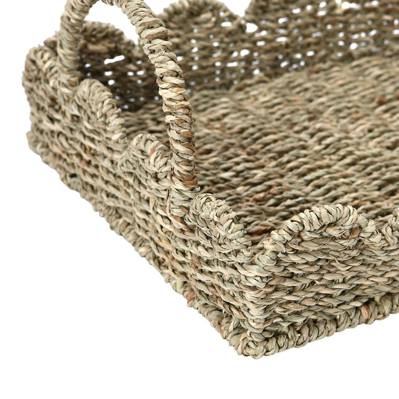 Household Essentials 14" Seagrass Tray with Scalloped Edge
