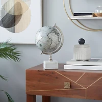 13" White Ceramic & Metal Contemporary Globe