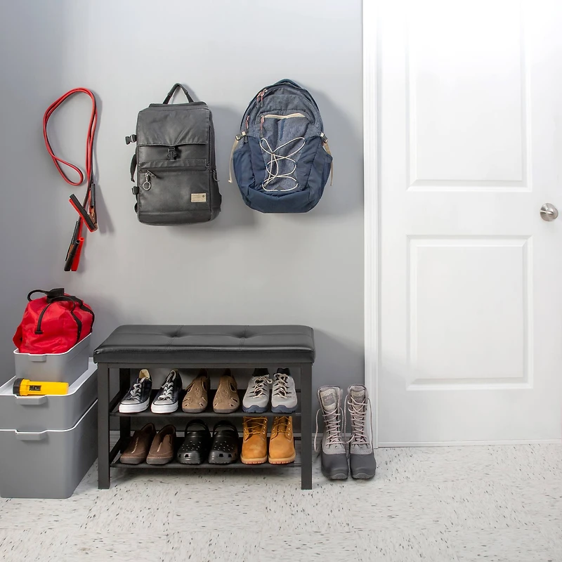 Simplify Black Entryway Bench with Shoe Storage