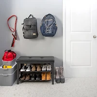 Simplify Black Entryway Bench with Shoe Storage