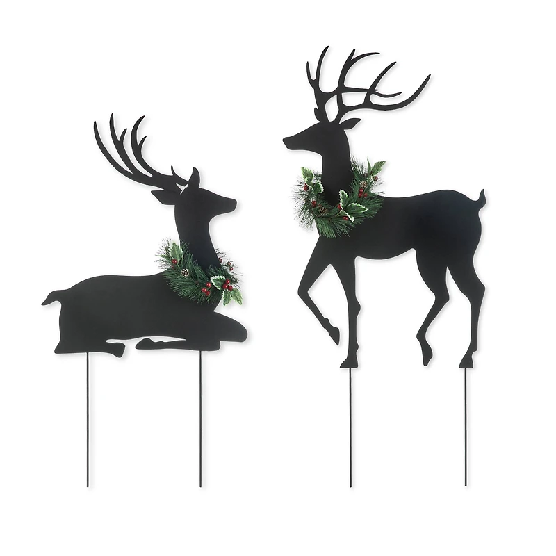 Glitzhome® Metal Reindeer Silhouette Yard Stake Set