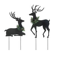 Glitzhome® Metal Reindeer Silhouette Yard Stake Set