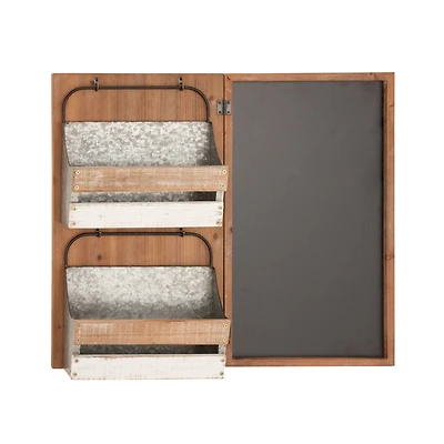 28" Brown Wood Farmhouse Magazine Rack Holder