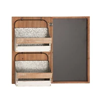 28" Brown Wood Farmhouse Magazine Rack Holder