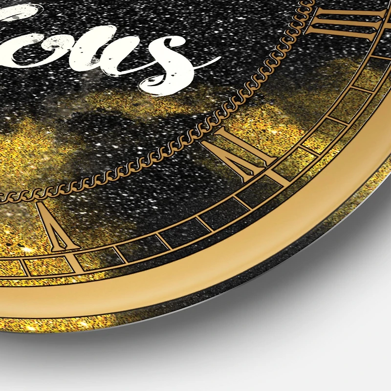 Designart 'Be Fabulous Quote Black On Gold Glam Wall Clock