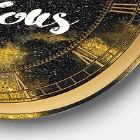 Designart 'Be Fabulous Quote Black On Gold Glam Wall Clock