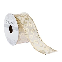 1.5" x 3yd. Gold Leopard Wired Taffeta Ribbon by Celebrate It® Classic