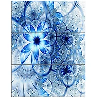 Designart - Dark Blue Flower Pattern Design