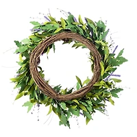 Glitzhome® 24" Easter Lavender & Bird Nest Wreath