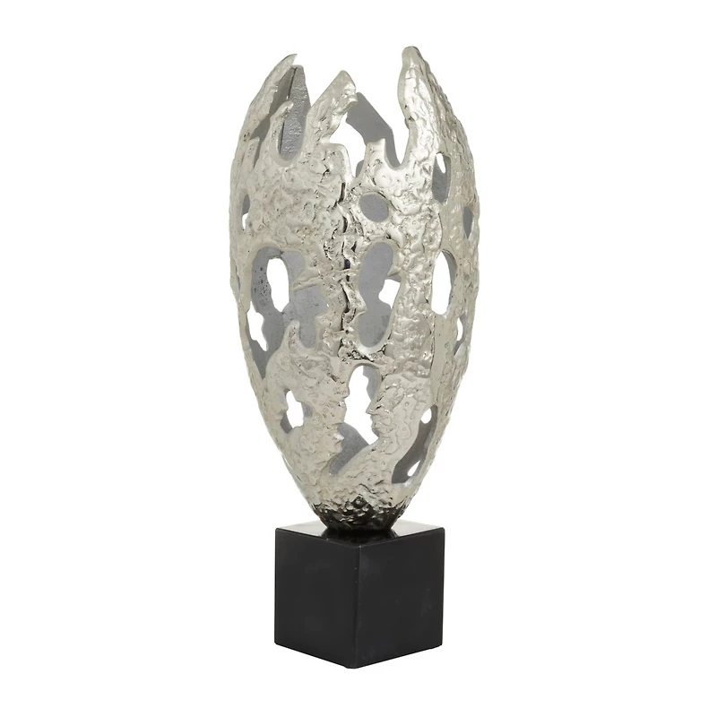 Silver Aluminum Contemporary Sculpture, 23" x 10" x 10"