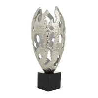 Silver Aluminum Contemporary Sculpture, 23" x 10" x 10"