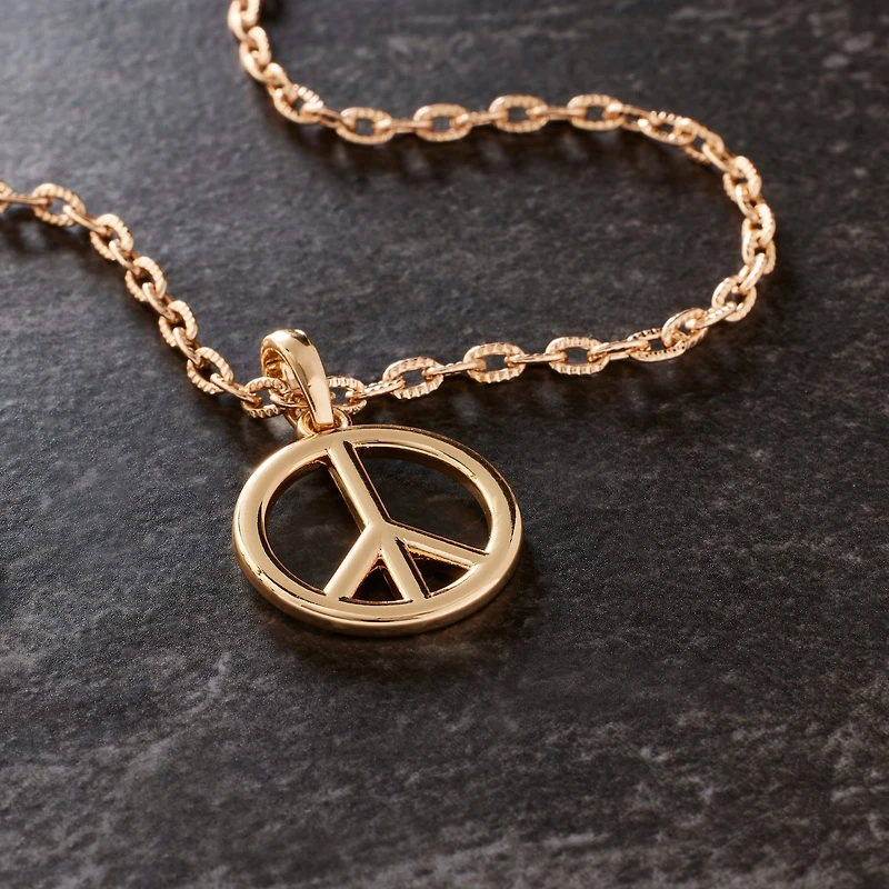 Gold Metal Peace Sign Pendant by Bead Landing™