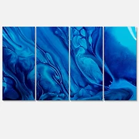 Designart - Dark Blue Abstract Acrylic Paint Mix