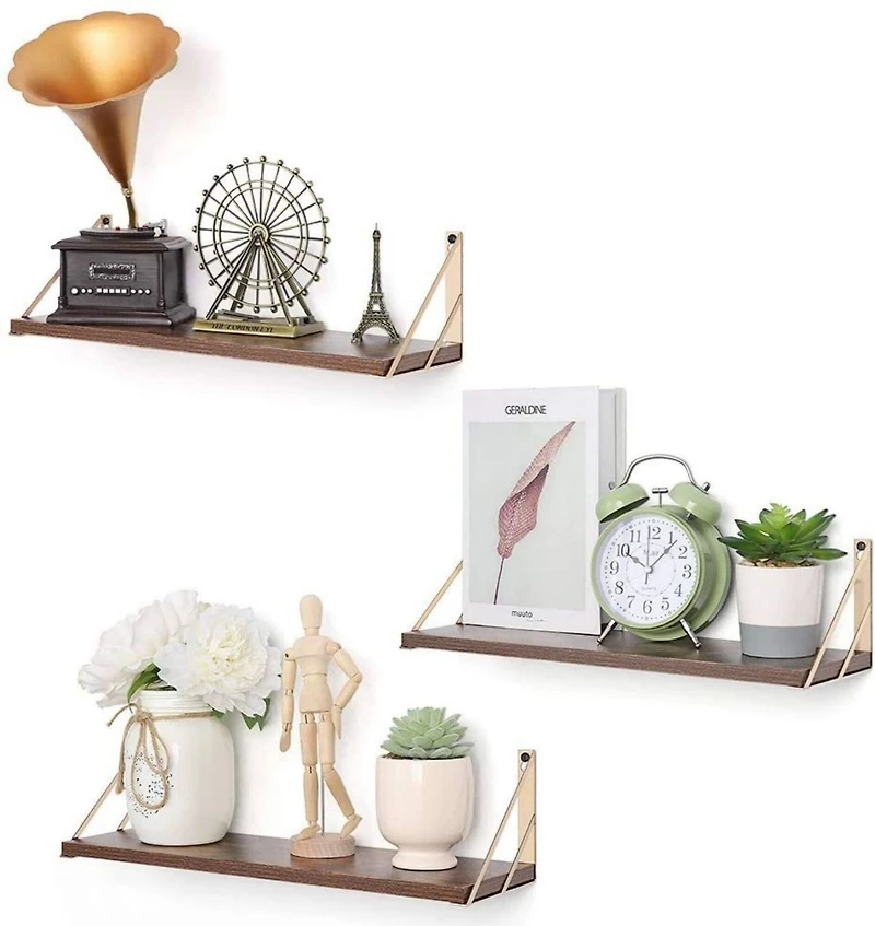 Rustic Wood Wall Shelves Set