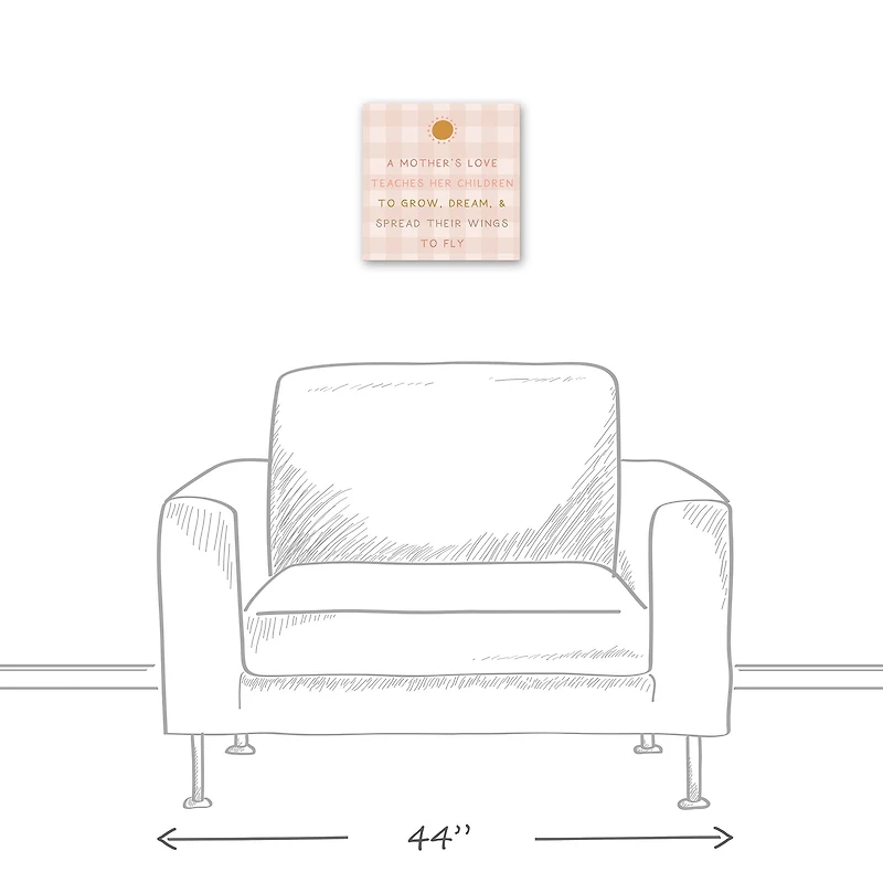 A Mother's Love Pink Check Canvas Wall Art