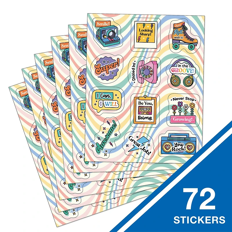 Carson Dellosa Education® Happy Ever Elementary Retro Remix Motivators Stickers, 6 Packs of 72
