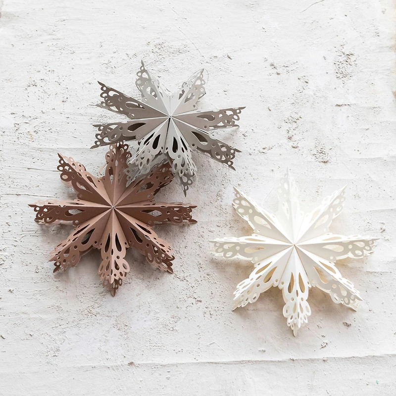 Hello Honey® 3 Pack 9" Folded Snowflake Recycled Paper Ornaments