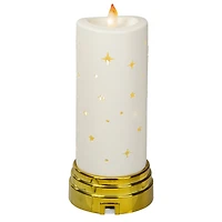 9" Gold & White Nativity Scene Flameless Candle
