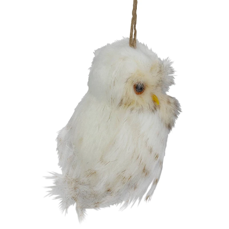 White and Brown Faux Fur Owl Ornament