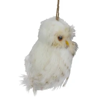 White and Brown Faux Fur Owl Ornament