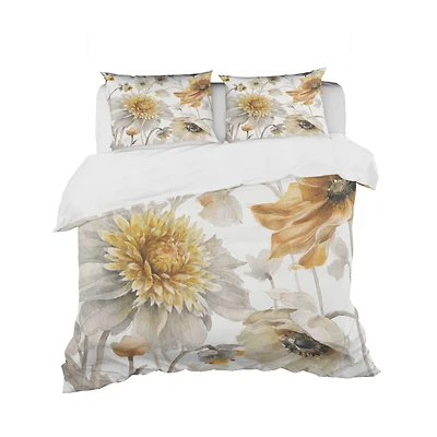 Designart 'Fields of Gold Watercolor Flower VI' Cottage Bedding Set