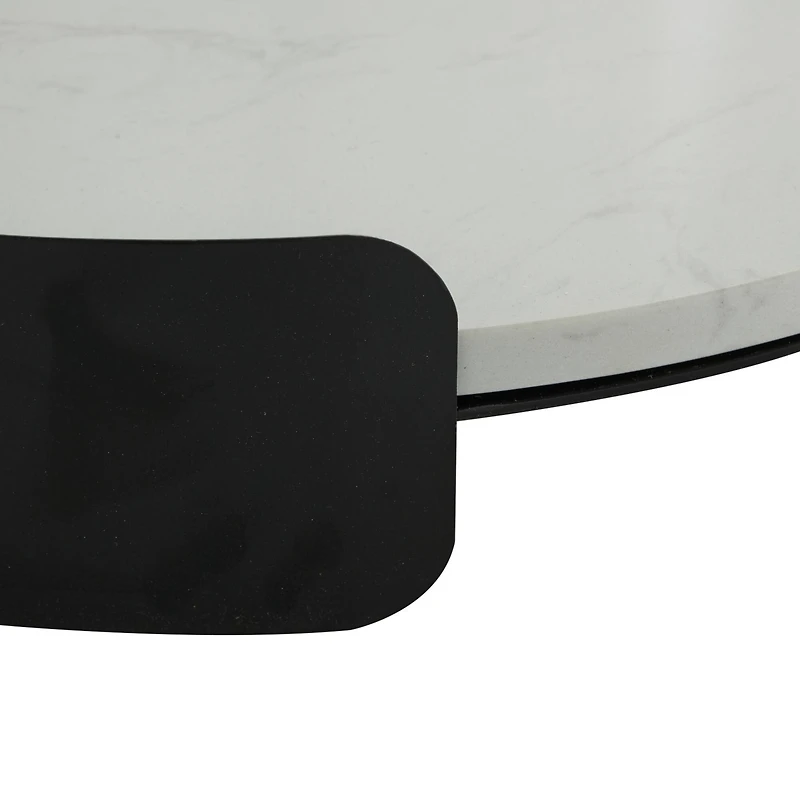19" White Marble Round Living Room Décor Tray