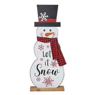 Glitzhome® 3ft. Lighted Wooden Christmas Snowman Porch Décor with Timer